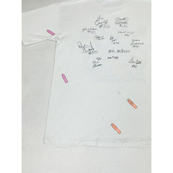 Vintage 1990 Bridgeport Basketball T-Shirt White Medium State Champs Single Sti - Picture 8 of 12